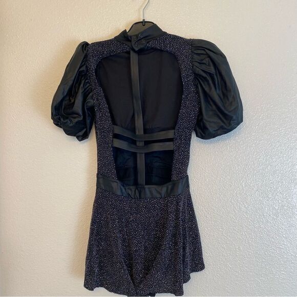 Weissman Elite dance costume Black puff sleeve leotard Control D12755 adult MA - Picture 3 of 11
